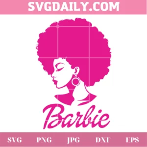 Black Barbie Afro Down Clipart Cutting File, Svg Png Dxf Eps Digital Download