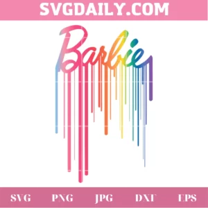 Colorful Barbie Logo Rainbow Drip, Laser Cut Svg File