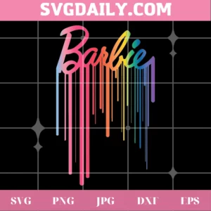 Colorful Barbie Logo Rainbow Drip, Laser Cut Svg File Invert