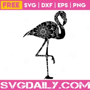 Flamingo Mandala Clipart Black And White, Free Svg Cutting File For Download