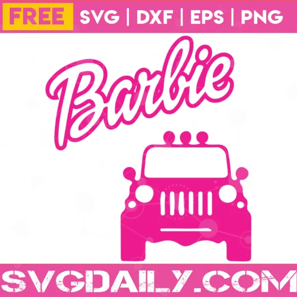 Pink Barbie Car, Free Png File For Cricut