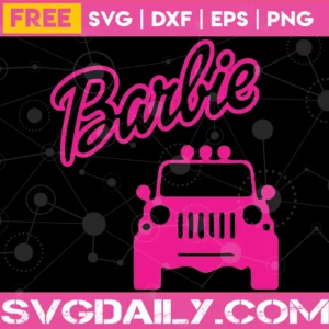 Pink Barbie Car, Free Png File For Cricut Invert