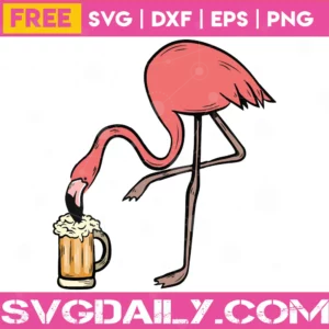 Pink Flamingo Drinking Beer Clipart, Free Transparent Background Png File