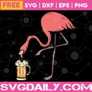 Pink Flamingo Drinking Beer Clipart, Free Transparent Background Png File Invert