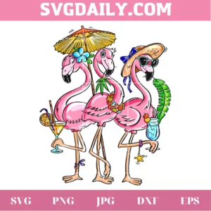 Summer Flamingo Clipart, Svg Png Dxf Eps Digital Files