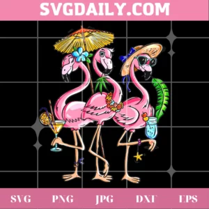 Summer Flamingo Clipart, Svg Png Dxf Eps Digital Files Invert