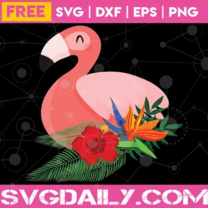 Tropical Flamingo Clipart Image, Free Vector Illustration Invert